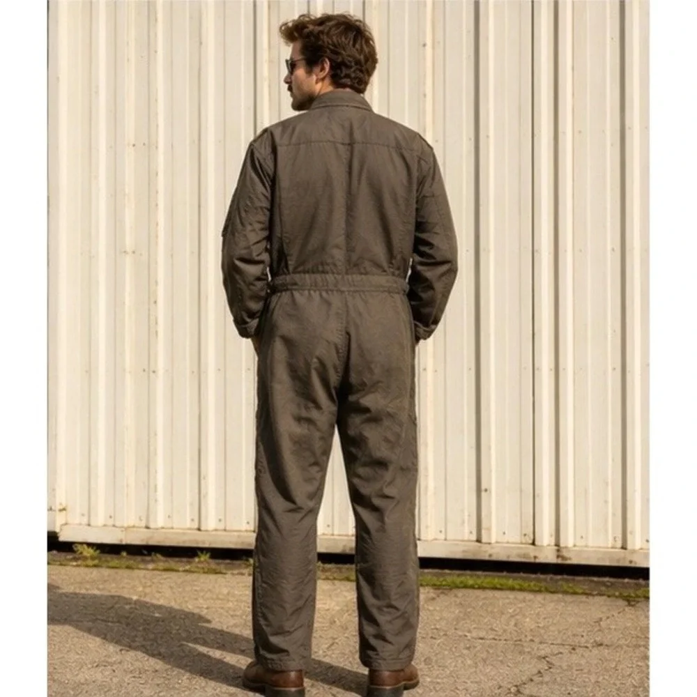 Vtg 60s US Military Flight Suit Olive Green Coveralls Scovill‎ Zip Small